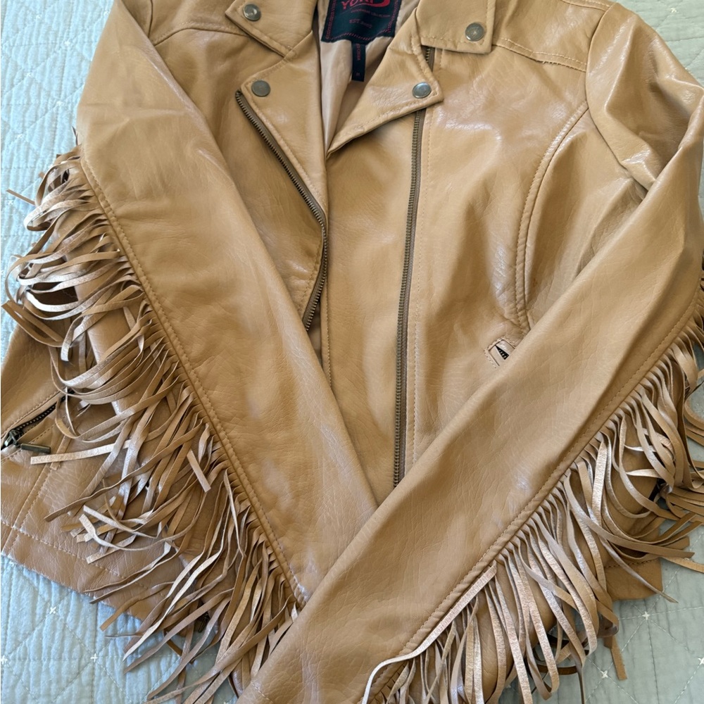 Tan Fringe Leather Jacket
